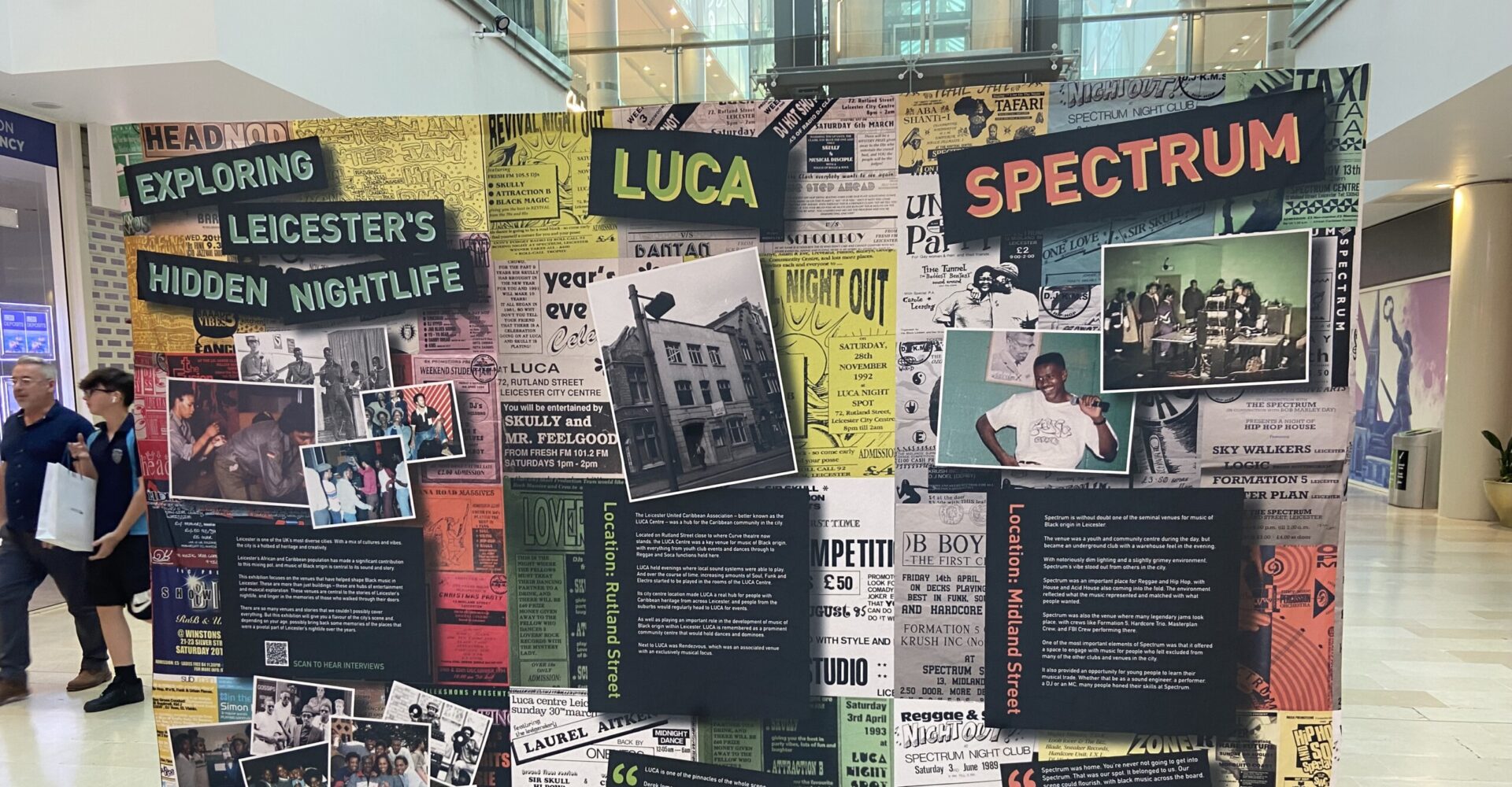 The Exploring Leicester's Hidden Nightlife exhibition at Highcross, Leicester
